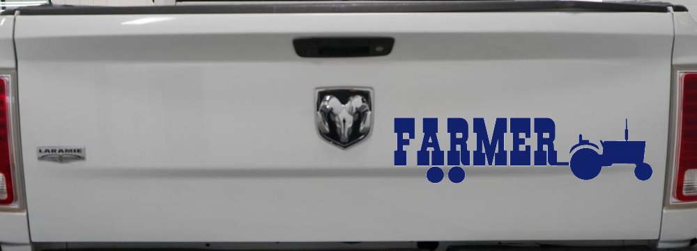 Farmer With Tractor Country Farm Ranch Car or Truck Window Decal Sticker (Navy)