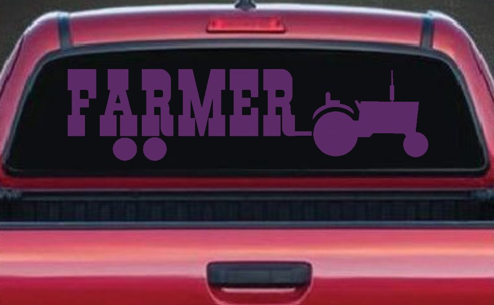 Farmer With Tractor Country Farm Ranch Car or Truck Window Decal Sticker (Violet)