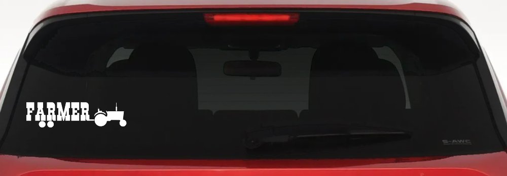 Farmer With Tractor Country Farm Ranch Car or Truck Window Vinyl Decal Sticker (White)