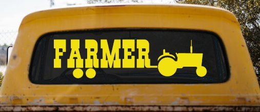 Farmer With Tractor Country Farm Ranch Car or Truck Window Decal Sticker (Yellow)
