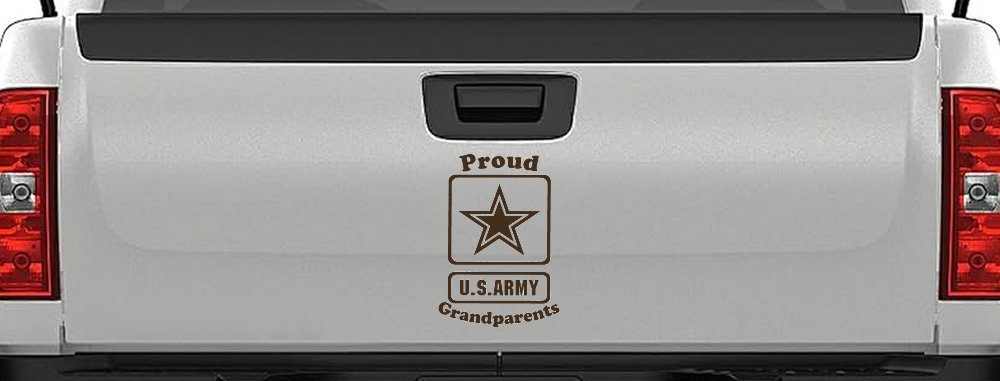 Proud Army Grandparents Star Military Car or Truck Window Vinyl Decal Sticker (Brown)