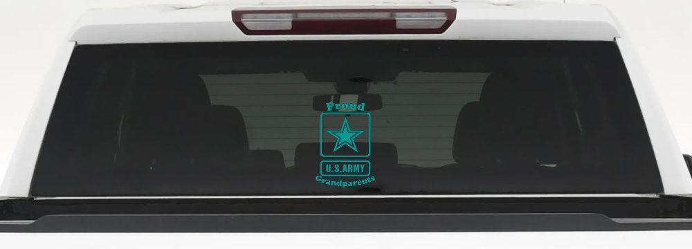 Proud Army Grandparents Star Military Car or Truck Window Vinyl Decal Sticker (Turquoise)