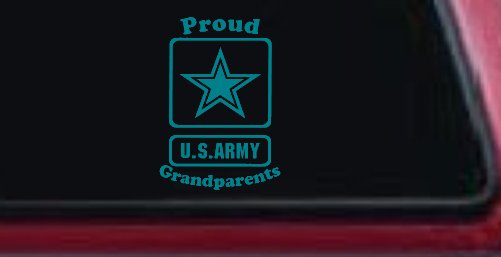 Proud Army Grandparents Star Military Car or Truck Window Decal Sticker (Turquoise Blue)