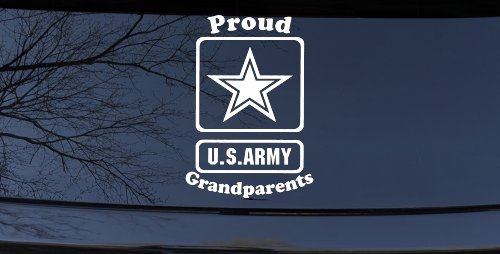 Proud Army Grandparents Star Military Car or Truck Window Decal Sticker (White)