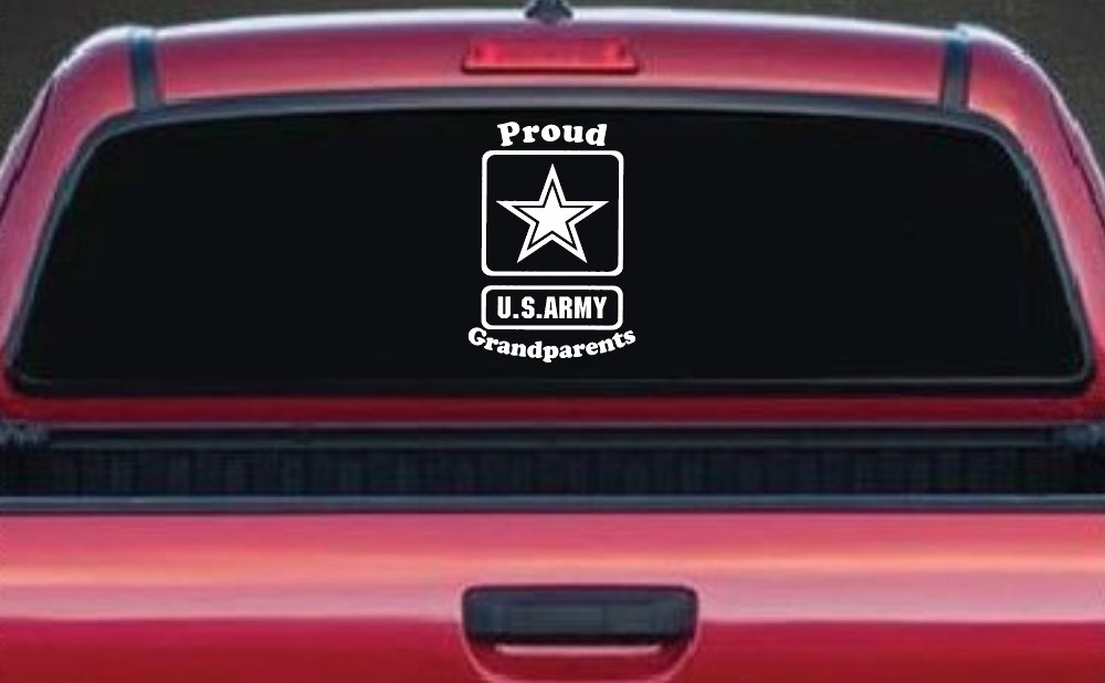 Proud Army Grandparents Star Military Car or Truck Window Vinyl Decal Sticker (White)