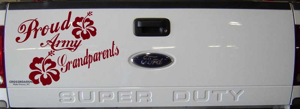 Proud Army Grandparents Hibiscus Military Car or Truck Window Decal Sticker (Burgundy)