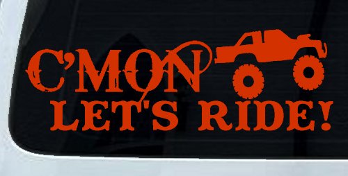 Cmon Lets Ride Country Car or Truck Window Decal Sticker (Orange Red)