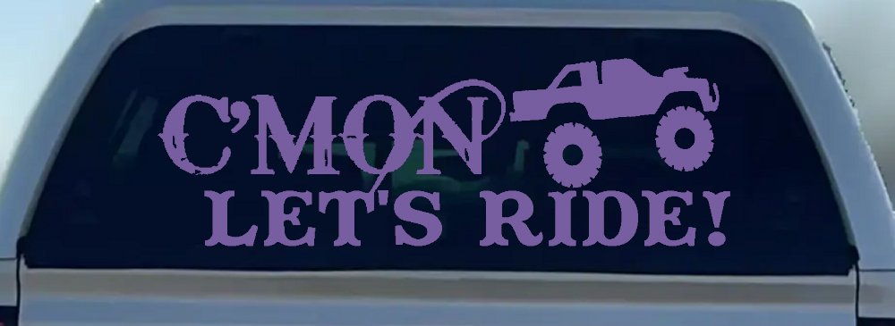 Cmon Lets Ride Country Car or Truck Window Decal Sticker (Purple)
