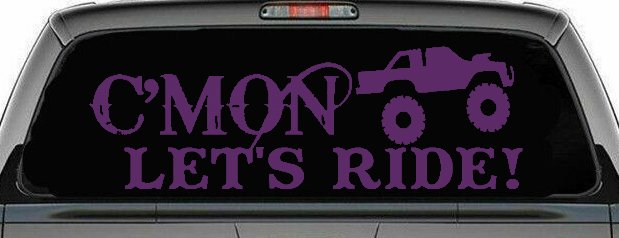 Cmon Lets Ride Country Car or Truck Window Decal Sticker (Violet)