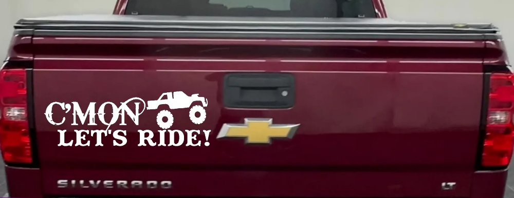 Cmon Lets Ride Country Car or Truck Window Vinyl Decal Sticker (White)