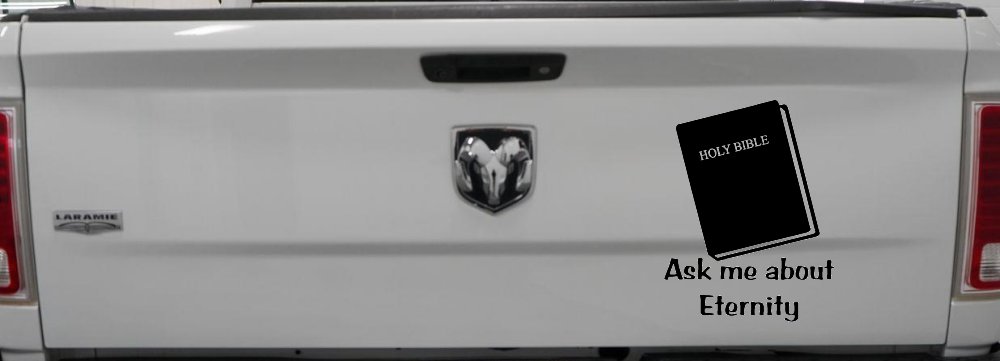 Ask Me About Eternity Christian Car or Truck Window Decal Sticker (Black)