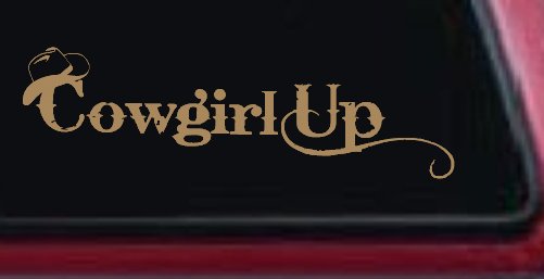 Cowgirl Up Rodeo Farm Ranch Car or Truck Window Decal Sticker (Light Brown)