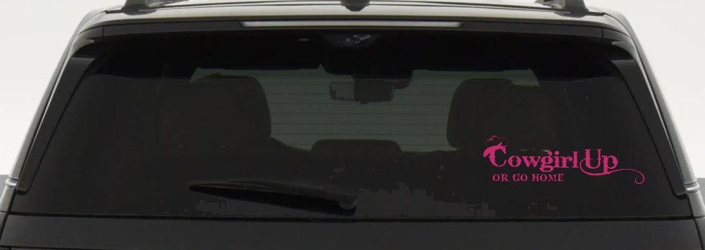 Cowgirl Up Or Go Home  Rodeo Farm Ranch Car or Truck Window Decal Sticker (Hot Pink)