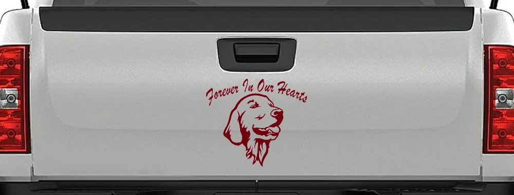 Forever In Our Hearts Golden Retriever Dog Car or Truck Window Vinyl Decal Sticker (Burgundy)