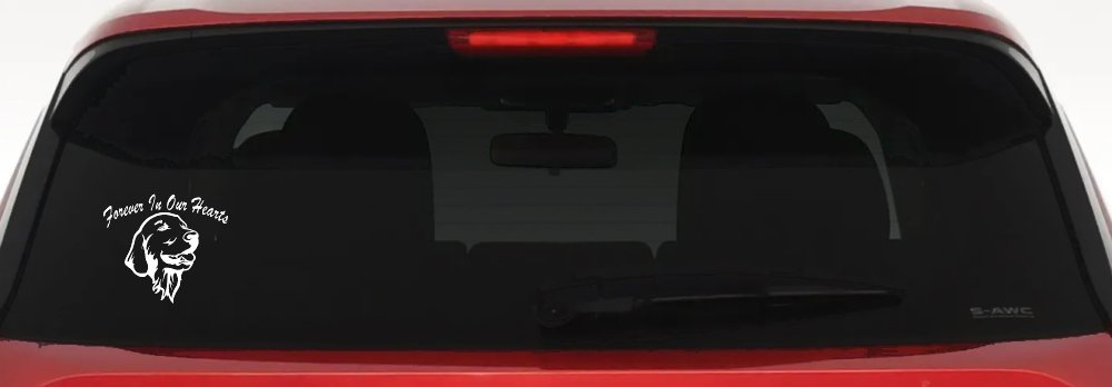 Forever In Our Hearts Golden Retriever Dog Car or Truck Window Vinyl Decal Sticker (White)