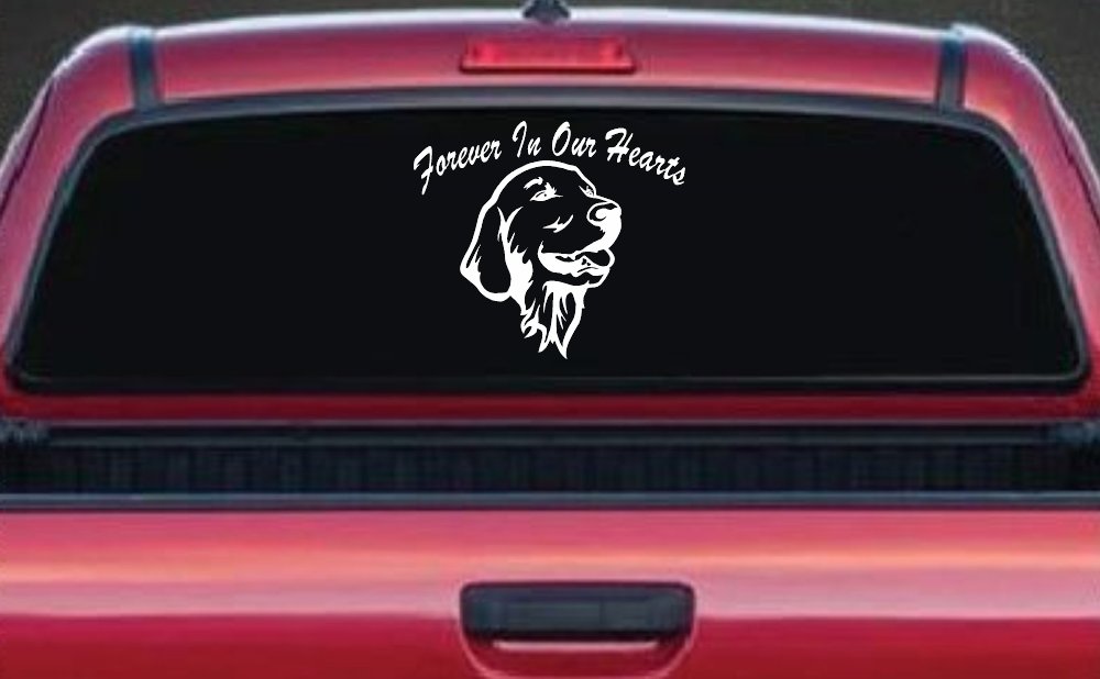 Forever In Our Hearts Golden Retriever Dog Car or Truck Window Decal Sticker