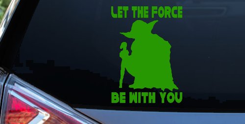 Yoda Let The Force Be With You Car or Truck Window Decal Sticker (Lime)