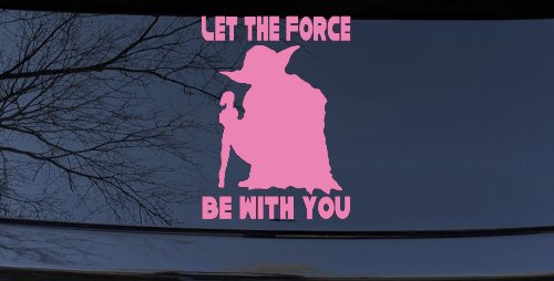 Yoda Let The Force Be With You Car or Truck Window Decal Sticker (Pink)