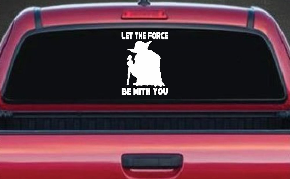 Yoda Let The Force Be With You Car or Truck Window Decal Sticker (White)