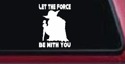 Yoda Let The Force Be With You Car or Truck Window Vinyl Decal Sticker (White)
