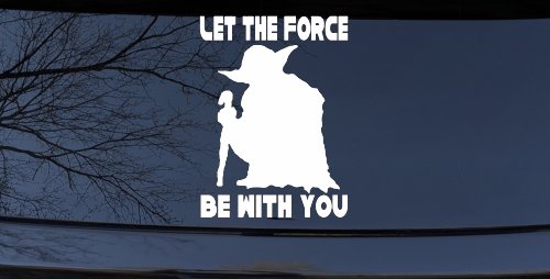 Yoda Let The Force Be With You Car or Truck Window Decal Sticker (White)