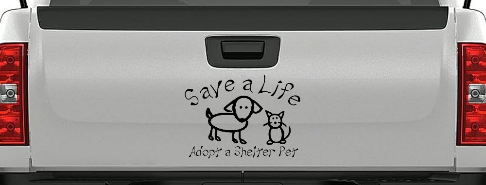 Save a Life Adopt a Shelter Pet Dog or Cat Car or Truck Window Decal Sticker (Black)