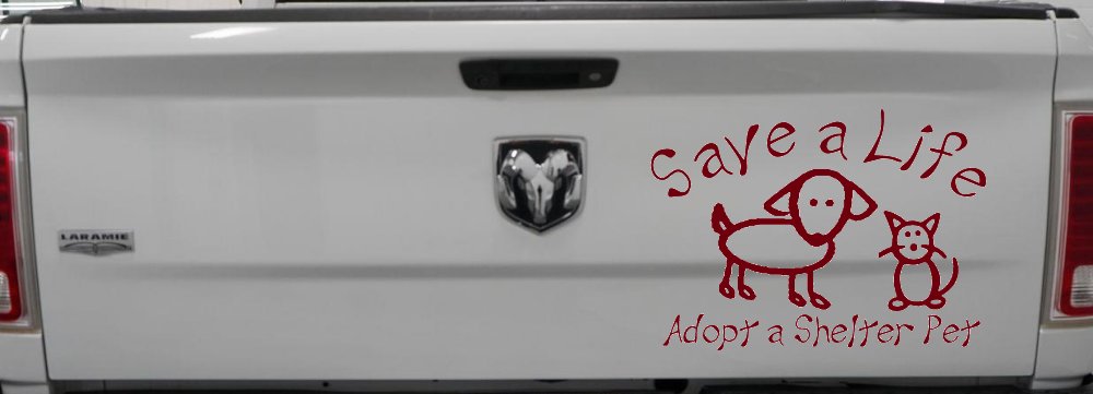 Save a Life Adopt a Shelter Pet Dog or Cat Car or Truck Window Decal Sticker