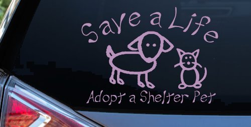 Save a Life Adopt a Shelter Pet Dog or Cat Car or Truck Window Decal Sticker (Lilac)