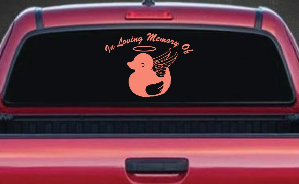 In Loving Memory Of Duck Angel Car or Truck Window Decal Sticker (Coral)