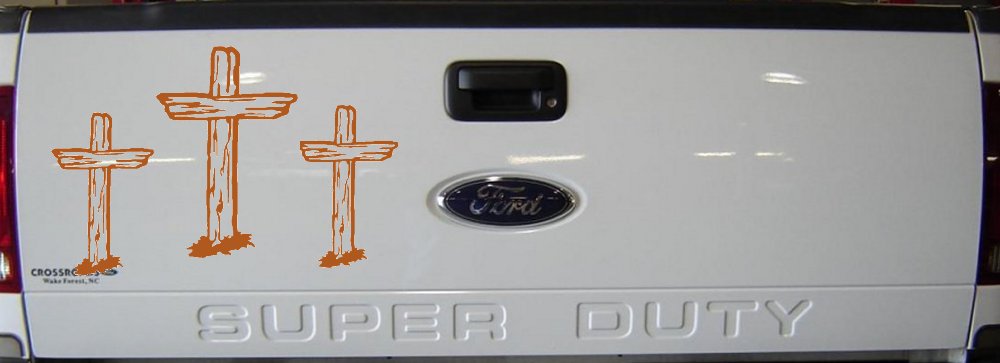 3 Rugged Crosses Christian Car or Truck Window Decal Sticker (Nut Brown)
