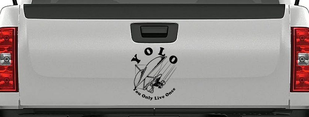 YOLO You Only Live Once Hang glider Car or Truck Window Decal Sticker (Black)