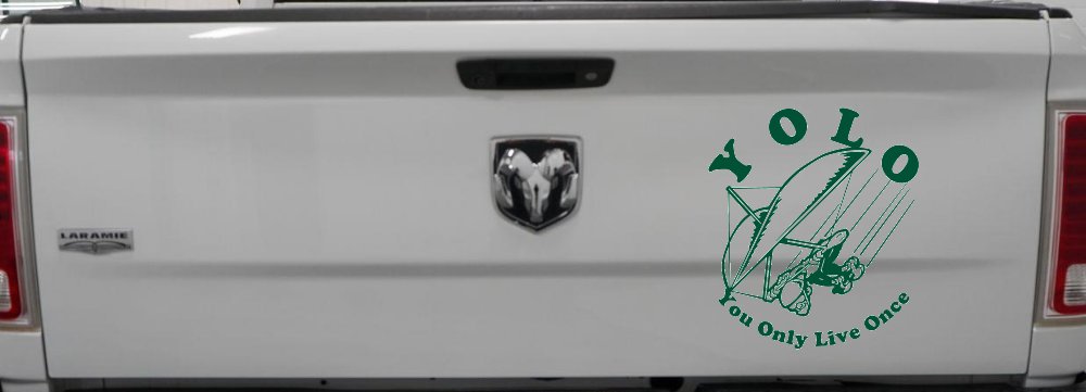 YOLO You Only Live Once Hang glider Car or Truck Window Decal Sticker (Dark Green)