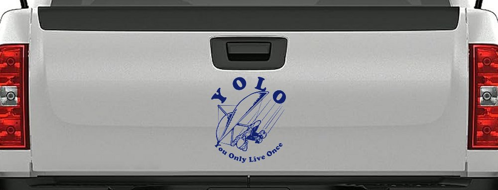 YOLO You Only Live Once Hang glider Car or Truck Window Decal Sticker (Navy)