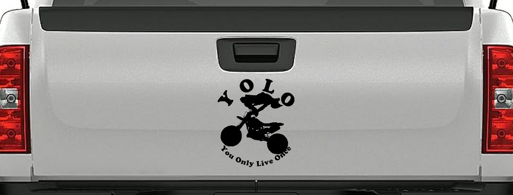YOLO You Only Live Once Dirt Bike Trick Car or Truck Window Vinyl Decal Sticker (Black)