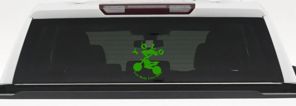 YOLO You Only Live Once Dirt Bike Trick Car or Truck Window Vinyl Decal Sticker (Lime)