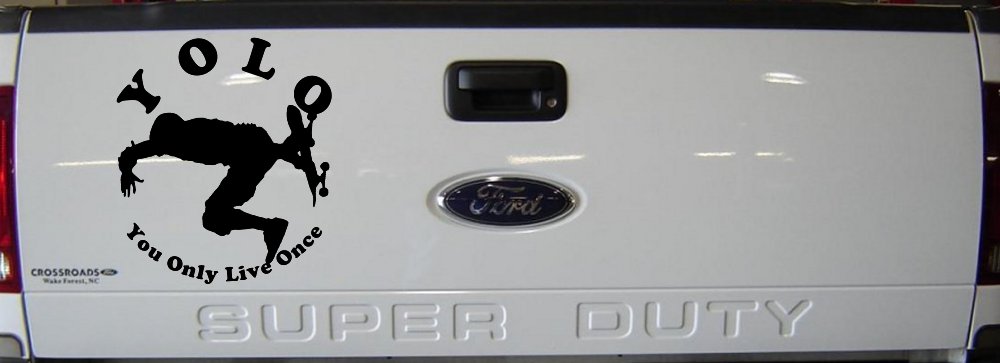 YOLO You Only Live Once Skateboard Car or Truck Window Vinyl Decal Sticker (Black)