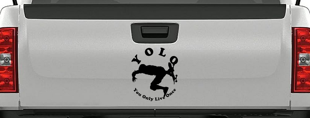 YOLO You Only Live Once Skateboard Car or Truck Window Vinyl Decal Sticker (Black)