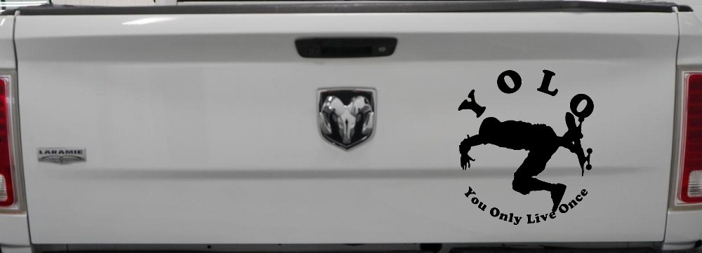 YOLO You Only Live Once Skateboard Car or Truck Window Vinyl Decal Sticker (Black)