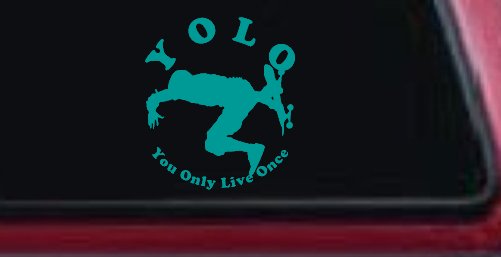 YOLO You Only Live Once Skateboard Car or Truck Window Vinyl Decal Sticker (Turquoise)