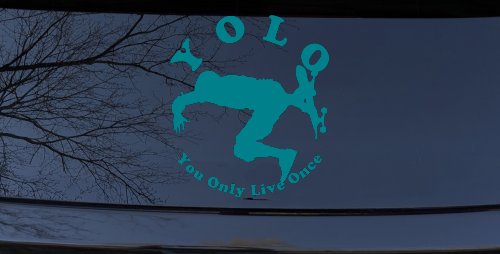YOLO You Only Live Once Skateboard Car or Truck Window Vinyl Decal Sticker (Turquoise Blue)