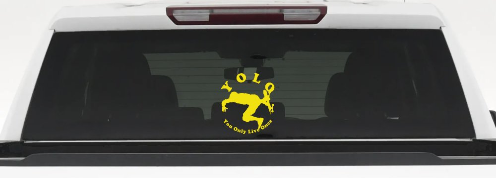 YOLO You Only Live Once Skateboard Car or Truck Window Decal Sticker (Yellow)