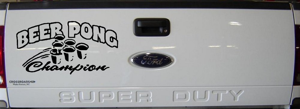 Beer Pong Champion Drinking Party Car or Truck Window Decal Sticker (Black)