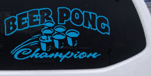 Beer Pong Champion Drinking Party Car or Truck Window Vinyl Decal Sticker (Blue)