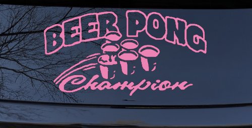 Beer Pong Champion Drinking Party Car or Truck Window Decal Sticker (Pink)