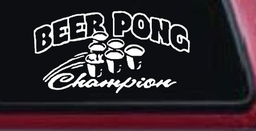 Beer Pong Champion Drinking Party Car or Truck Window Decal Sticker