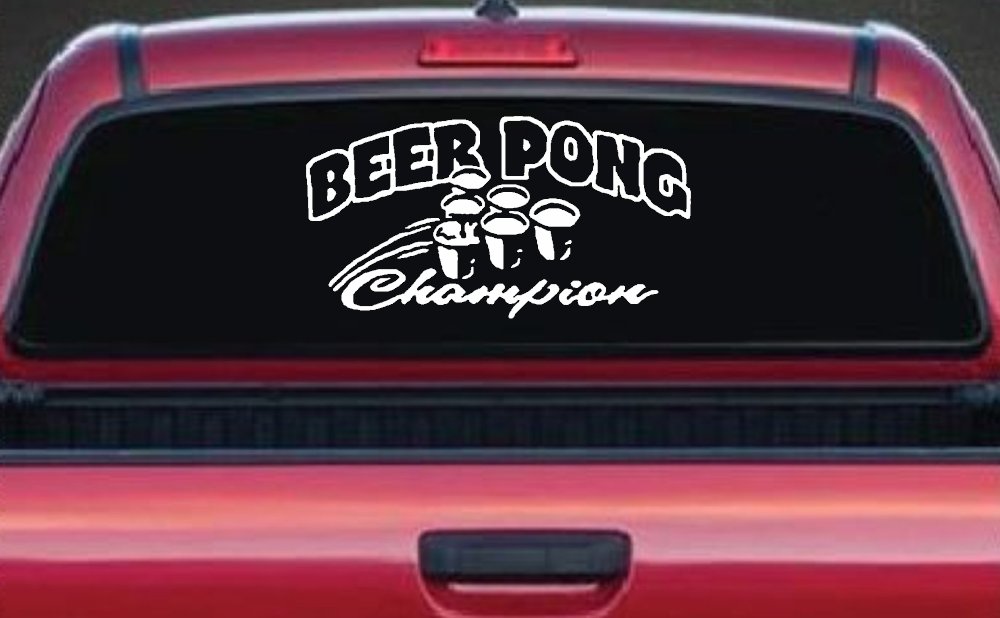 Beer Pong Champion Drinking Party Car or Truck Window Decal Sticker