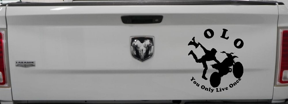 YOLO You Only Live Once Freestyle Moto X Sports Car or Truck Window Decal Sticker (Black)