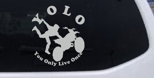 YOLO You Only Live Once Freestyle Moto X Sports Car or Truck Window Decal Sticker (Light Gray)
