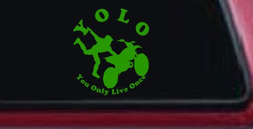 YOLO You Only Live Once Freestyle Moto X Sports Car or Truck Window Decal Sticker (Lime)