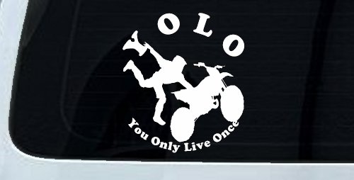YOLO You Only Live Once Freestyle Moto X Sports Car or Truck Window Vinyl Decal Sticker (White)